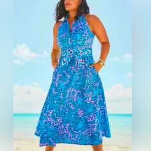NWT Lilly Pulitzer Chrisella Stretch Midi Shirtdress